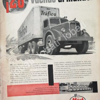 CARTEL ANTIGUO ORIGINAL DE CAMIONES TRAILER MACK i28 1953/ 766