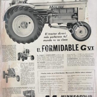 CARTEL ANTIGUO ORIGINAL DE TRACTORES MINNEAPOLIS MOLINE G-VI 1959/ 762 MUY RARO