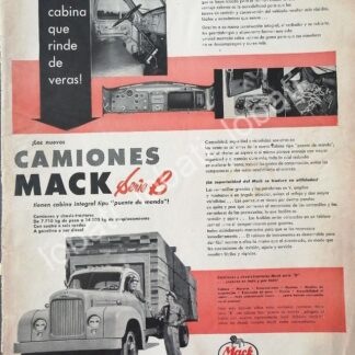 CARTEL ANTIGUO ORIGINAL DE CAMION TRAILER MACK SERIE B 1953 / 761