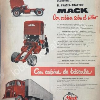 CARTEL ANTIGUO ORIGINAL DE CAMION TRAILER MACK H60-T 1953 / 760