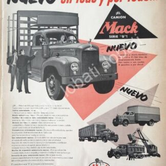 CARTEL ANTIGUO ORIGINAL DE CAMION TRAILER MACK SERIE B 1953 / 759