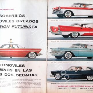 CARTEL ANTIGUO ORIGINAL DE AUTOS CHRYSLER PLYMOUTH BELVEDERE Y OTROS MODELOS DE 1957 /750