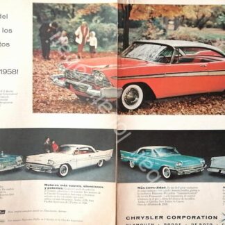 CARTEL ANTIGUO ORIGINAL DE AUTOS CHRYSLER PLYMOUTH BELVEDERE Y OTROS MODELOS DE 1958 /749