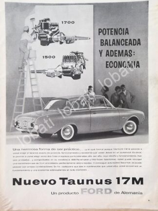 CARTEL ANTIGUO ORIGINAL DE AUTOS FORD TAUNUS 17M 1961 /746