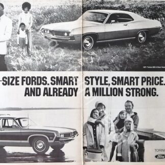 CARTEL ANTIGUO ORIGINAL DE AUTOS FORD TORINO 500 & SQUIRE WAGON 1971 / 741 RARO