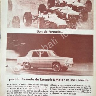 CARTEL ANTIGUO ORIGINAL DE AUTOS RENAULT -DINA 8 MAJOR 1966 / 740