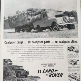 CARTEL ANTIGUO ORIGINAL DE DE AUTOS LAND ROVER 1957 / 729