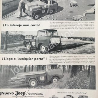 CARTEL ANTIGUO ORIGINAL DE AUTOS Y CAMIONES WILLYS JEEP FC-150 1957 / 725
