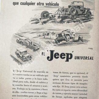 CARTEL ANTIGUO ORIGINAL DE MINI CARTEL AUTOS JEEP UNIVERSAL 1950s / 720
