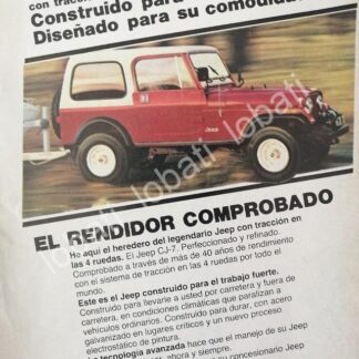 CARTEL ANTIGUO ORIGINAL DE MINI CARTEL AUTOS. WILLIS JEEP CJ-7 1982 / 716