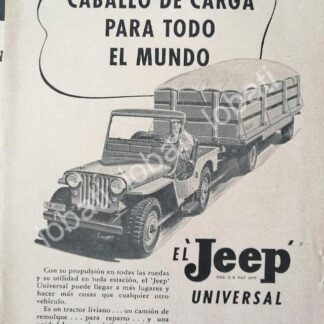 CARTEL ANTIGUO ORIGINAL DE MINI CARTEL AUTOS. WILLIS JEEP 1950s / 715