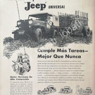 CARTEL ANTIGUO ORIGINAL DE AUTOS WILLYS JEEP UNIVERSAL 1953 / 707