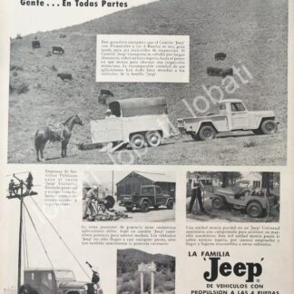 CARTEL ANTIGUO ORIGINAL DE MINI CARTEL AUTOS WILLYS JEEP 1953 / 706