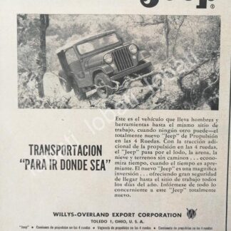 CARTEL ANTIGUO ORIGINAL DE MINI CARTEL AUTOS JEEP 1959 / 703