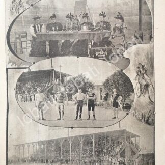 GRABADO ANTIGUO 1894 CARRERAS EN EL VELODROMO DE PUEBLA