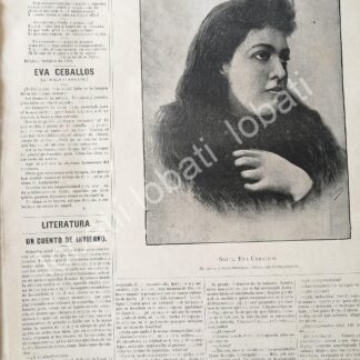 CARTEL ANTIGUO ORIGINAL DE EVA CEBALLOS CAMARA 1894 FOTO DE TORRES HNOS. / ASM