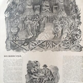 CARTEL ANTIGUO ORIGINAL DE PATINADERO DE LA ALAMEDA. 1894 NOTA DE AMADO NERVO Y DIBUJO DE CARLOS ALCALDE