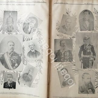 CARTEL ANTIGUO ORIGINAL DE PORFIRIO DIAZ Y LOS GENERALES DE DIVISION DE MEXICO 1894 /MLT