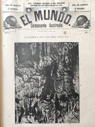 CARTEL ANTIGUO ORIGINAL DE LAS GRUTAS DE CACAHUAMILPA 1894 / LDM