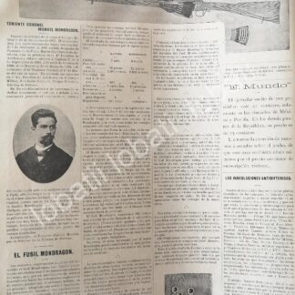 CARTEL ANTIGUO ORIGINAL DE EL CORONEL MANUEL MONDRAGON Y SU FUSIL 1894 Y MAS /MLT