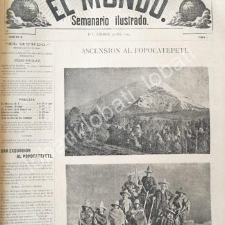 CARTEL ANTIGUO ORIGINAL DE ASCENCION AL VOLCAN POPOCATEPETL 1894 /ALPINISMO /LDM
