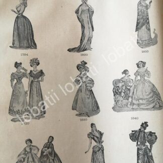 CARTEL ANTIGUO ORIGINAL DE UN SIGLO DE MODAS FEMENINAS 1874-1894