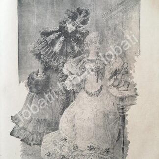 GRABADO ANTIGUO 1895 MODAS ANTIGUAS TRAJE Y VESTIDO DE VISITA