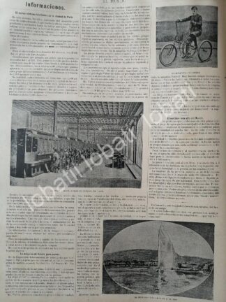 CARTEL ANTIGUO ORIGINAL DE LA CENTRAL TELEFONICA DE PARIS Y LA BICICLETA PARA BRAZOS 1895 / CIENCIA