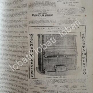CARTEL ANTIGUO ORIGINAL DE ORGANO AEOLIAN DE CASA WAGNER Y LEVIEN 1895 Y LOTERIA NACIONAL. /13