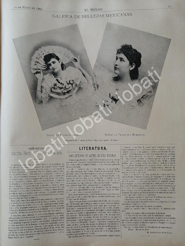 CARTEL ANTIGUO ORIGINAL DE CZARINA IBERRI RODRIGUEZ & FRANCISCA ROBINSON 1895 / ASM GUAYMAS