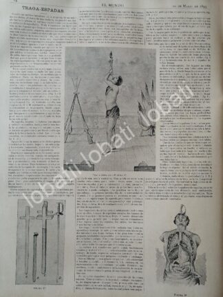 CARTEL ANTIGUO ORIGINAL DE EL ACTO DE LOS TRAGA ESPADAS 1895