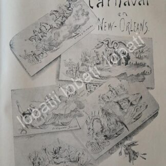CARTEL ANTIGUO ORIGINAL DE NOTA Y GRABADO ANTIGUO 1895 EL CARNAVAL DE NEW ORLEANS