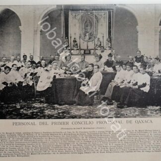 GRABADO ANTIGUO 1895 SINODO PROVINCIAL OAXACA, CAPILLA DEL CARMEN ALTO -RLG