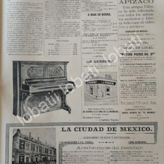 CARTEL ANTIGUO ORIGINAL DE CASA WAGNER LEVIEN, PIANOS STEINWAY, LOERIA NACIONAL 1895 Y OTRAS