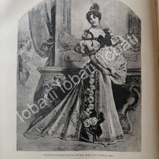 GRABADO ANTIGUO 1895 VESTIDO PARA BAILE O TEATRO/ MODAS ANTIGUAS