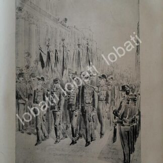 GRABADO ANTIGUO 1895 PORFIRIO DIAZ, MARIANO ESCOBEDO Y MAS EN DESFILE / MLT