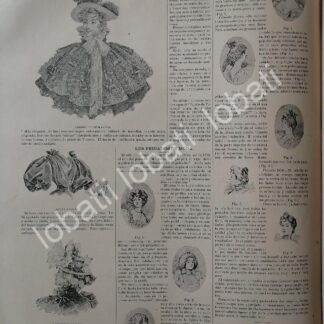 CARTEL ANTIGUO ORIGINAL DE MODAS DE 1895 PEINADOS Y SOMBREROS