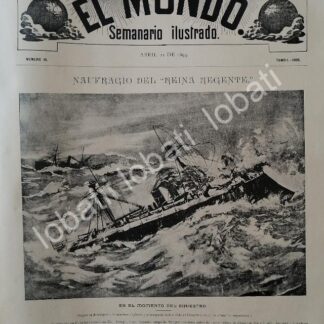 PORTADA ANTIGUA ORIGINAL  1895 NAUFRAGIO DEL BARCO REINA REGENTE / MLT
