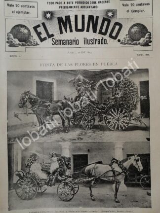 PORTADA ANTIGUA ORIGINAL  1895 FIESTA FLORAL, PUEBLA, FOTO DE LORENZO BECERRIL /ASM