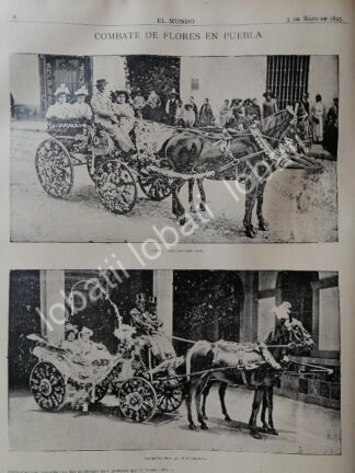 CARTEL ANTIGUO ORIGINAL DE DESFILE FLORAL PUEBLA 1895. ALFREDO KING & AGUSTIN HIDALGA / ASM