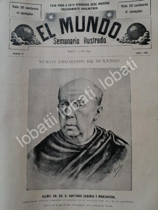 PORTADA ANTIGUA ORIGINAL  1895 OBISPO. SANTIAGO ZUBIRIA / DIBUJO DE CARLOS ALCALDE RLG