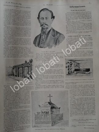 CARTEL ANTIGUO ORIGINAL DE EXHUMAN RESTOS DE MIGUEL MIRAMON 1895 /MLT PLT