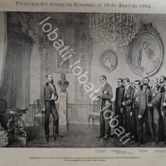 CARTEL ANTIGUO ORIGINAL DE ACONTECIMIENTOS SOBRE MAXIMILIANO DE HABSBURGO 1895