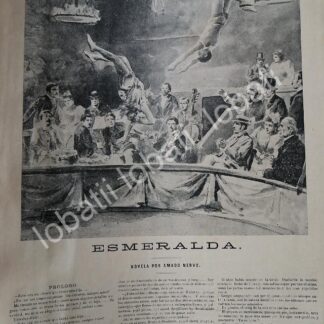 CARTEL ANTIGUO ORIGINAL DE NOVELA CORTA INEDITA DE AMADO NERVO 1895 ESMERALDA / RARO