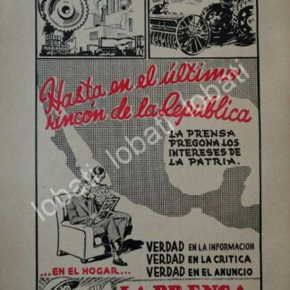 CARTEL ANTIGUO ORIGINAL DE PUBLICIDAD DEL DIARIO LA PRENSA 1943 /72