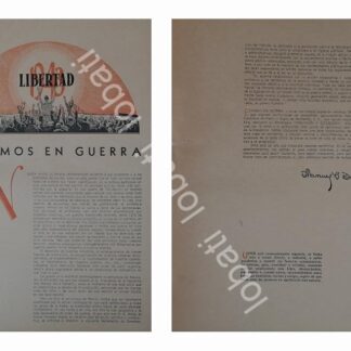 CARTEL ANTIGUO ORIGINAL DE CARTA DE MANUEL BARRAGAN MEXICO EN GUERRA 1943 /SEGUNDA GUERRA MUNDIAL