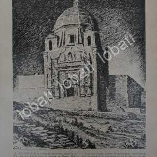 GRABADO ANTIGUO 1943 EL OBISPADO MONTERREY, DIBUJO DE LEONEL GARCIA