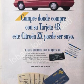 CARTEL ANTIGUO ORIGINAL DE DE AUTOS CITROEN ZX DIESEL 1991 /889