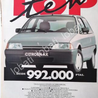 CARTEL ANTIGUO ORIGINAL DE DE AUTOS CITROEN AX DIESEL 1989 /888