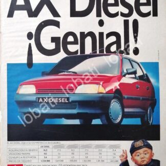 CARTEL ANTIGUO ORIGINAL DE DE AUTOS CITROEN AX DIESEL 1989 /887